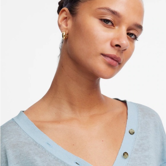 Linen-Blend V-Neck Cardigan - Picture 4 of 9